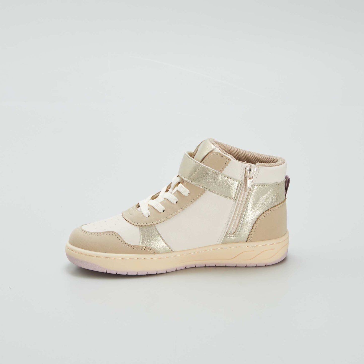 High-top hook-and-loop trainers beige