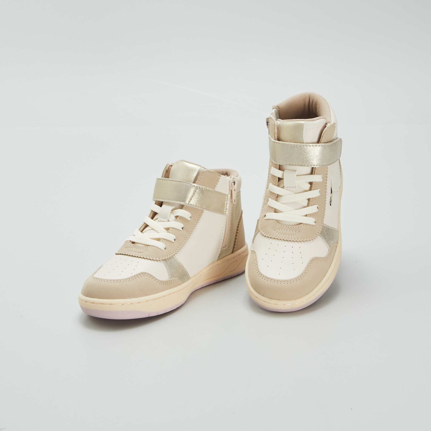 High-top hook-and-loop trainers beige