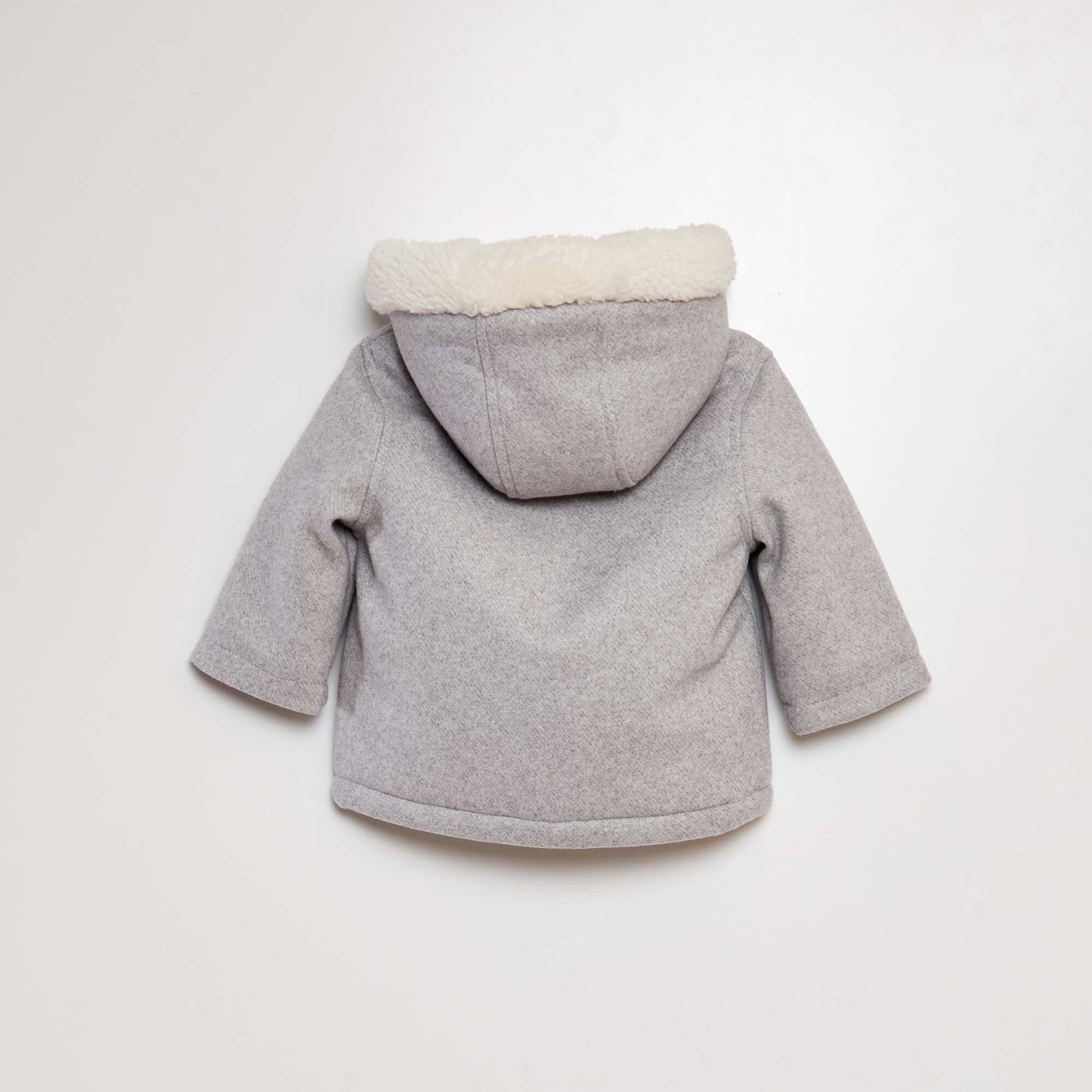 Wool-effect coat with sherpa lining GREY