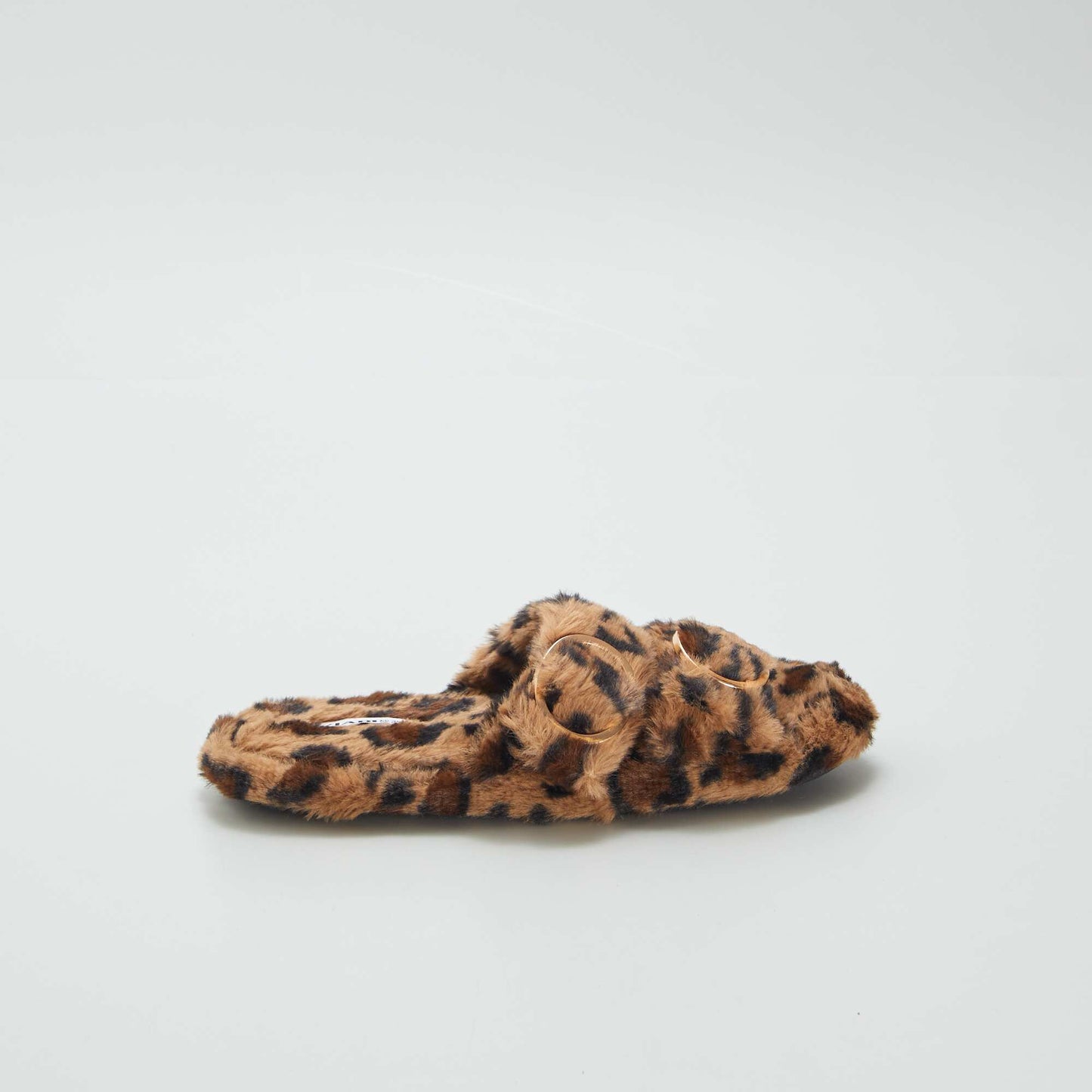 Furry leopardskin slippers BEIGE