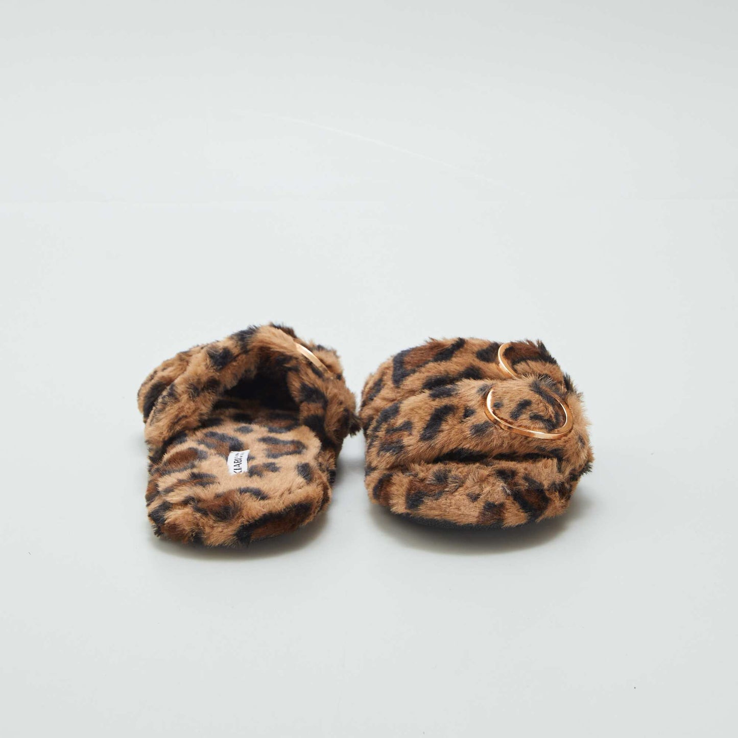 Furry leopardskin slippers BEIGE