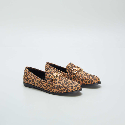 Leopard print loafers with flat soles BLACK