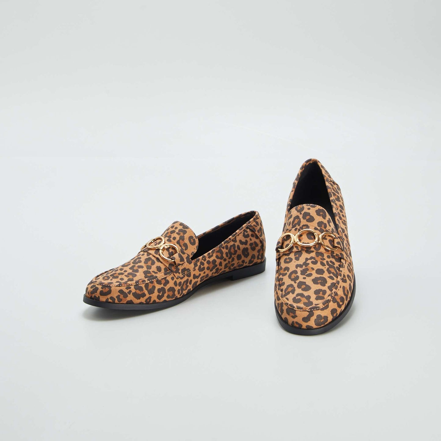 Leopard print loafers with flat soles BLACK