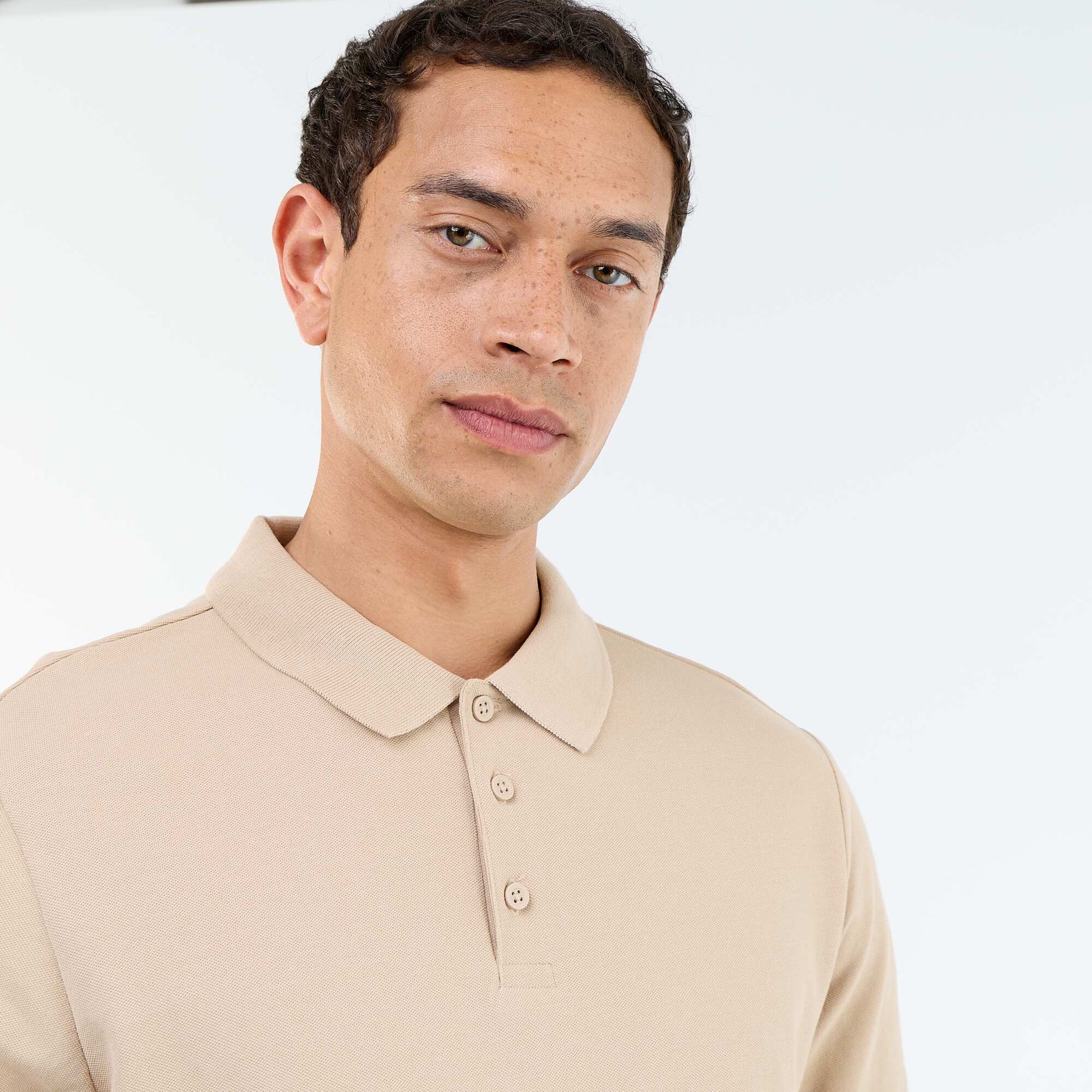 Cotton piqué polo shirt BEIGE
