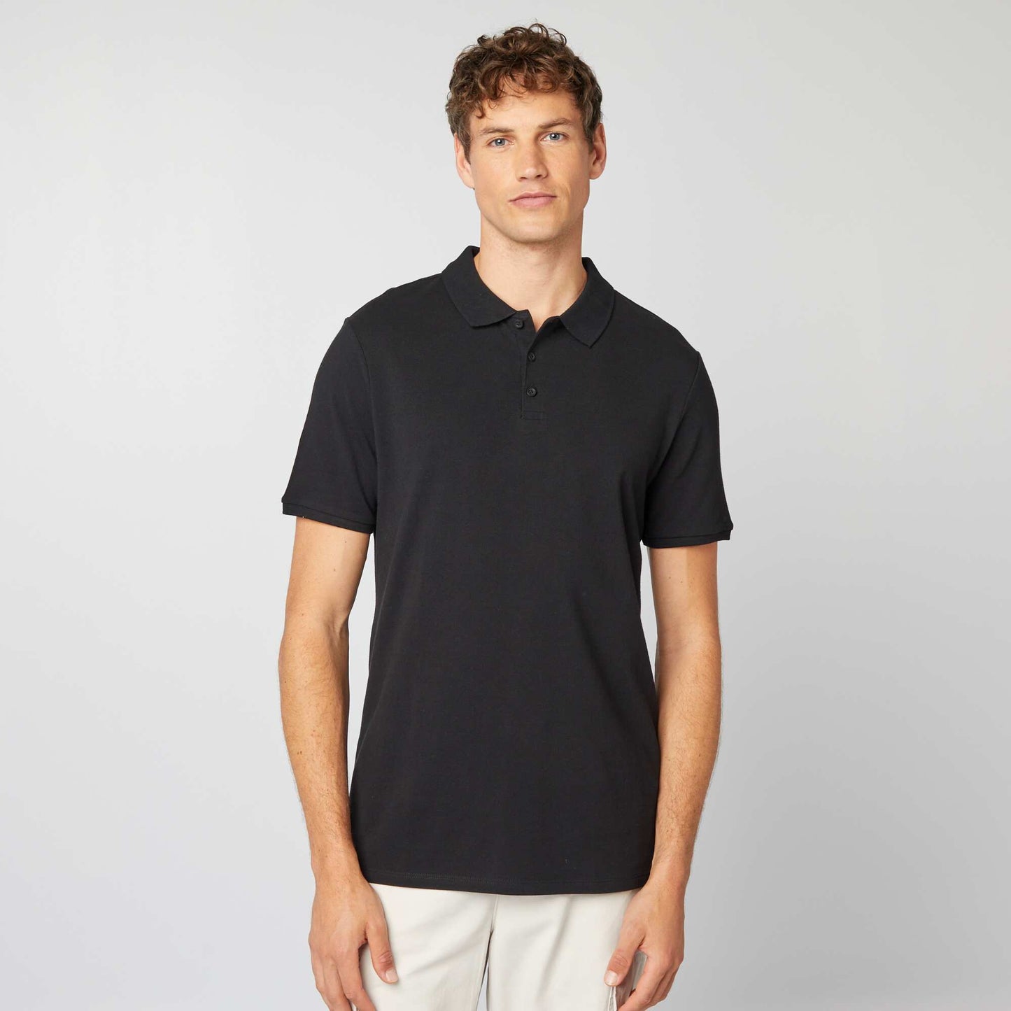 Cotton piqué polo shirt black