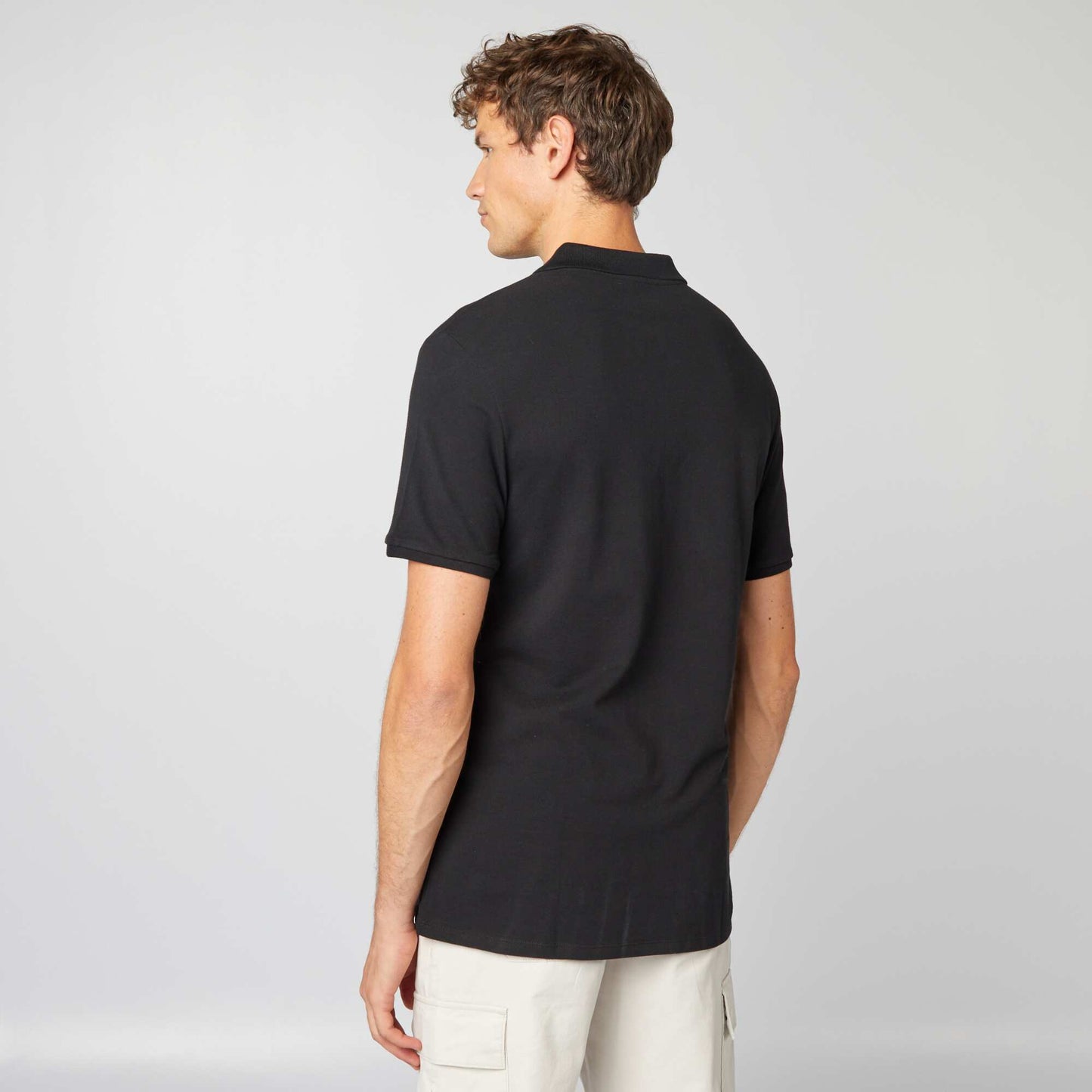 Cotton piqué polo shirt black