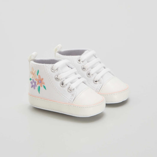 High-top canvas trainers WHITE