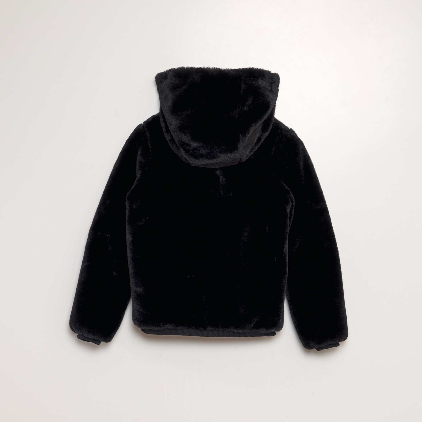 Furry hooded jacket black