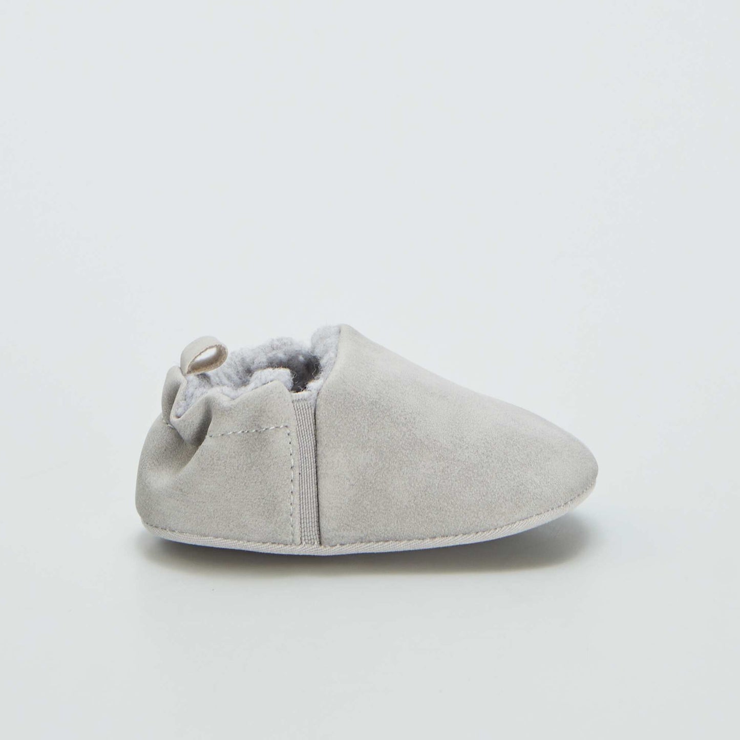 Fur-lined faux suede slippers BEIGE