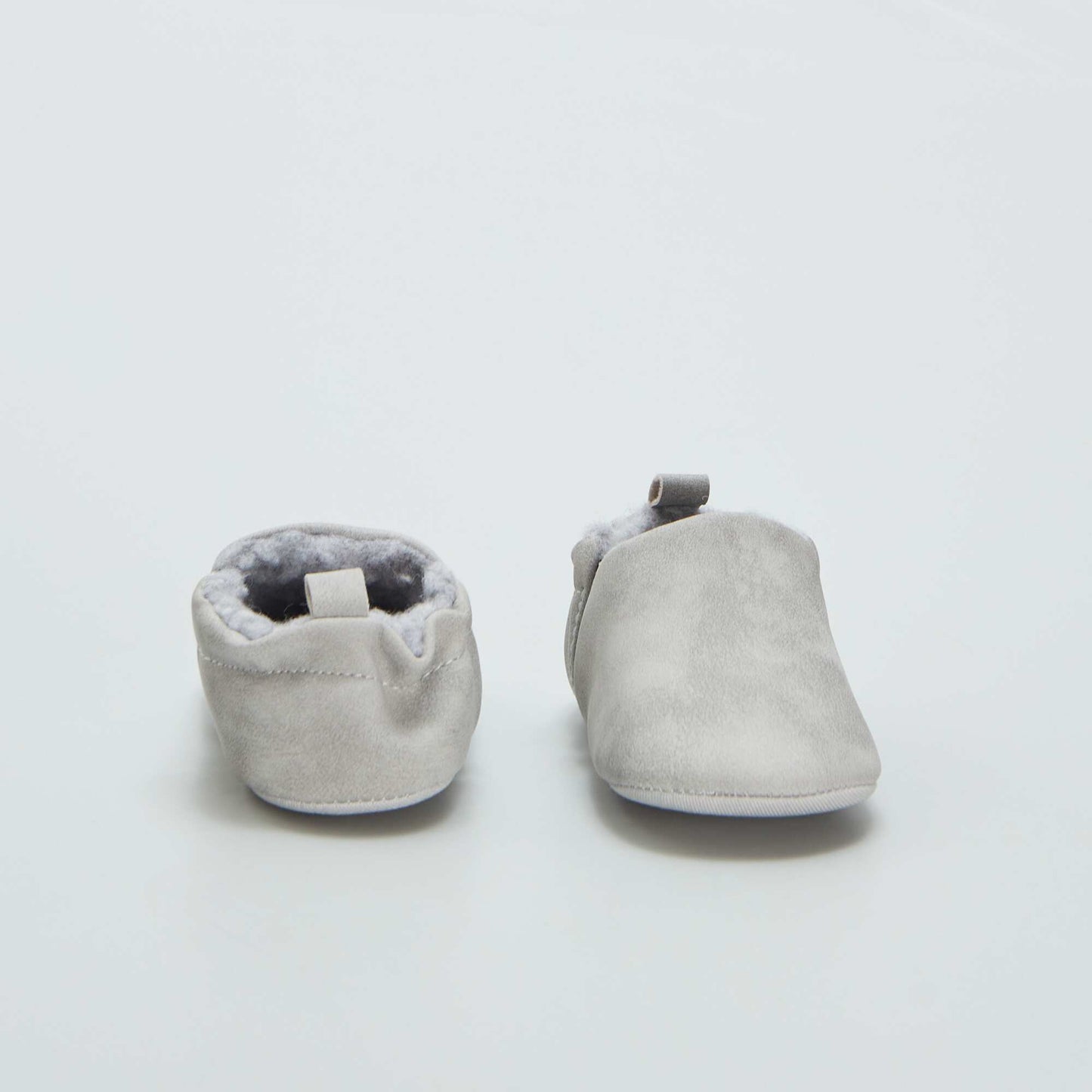 Fur-lined faux suede slippers BEIGE