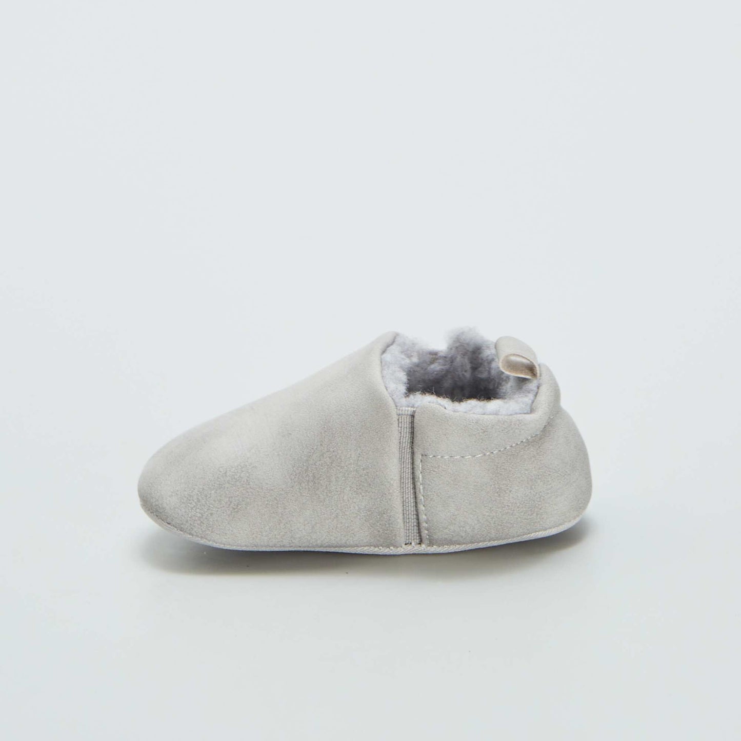 Fur-lined faux suede slippers BEIGE