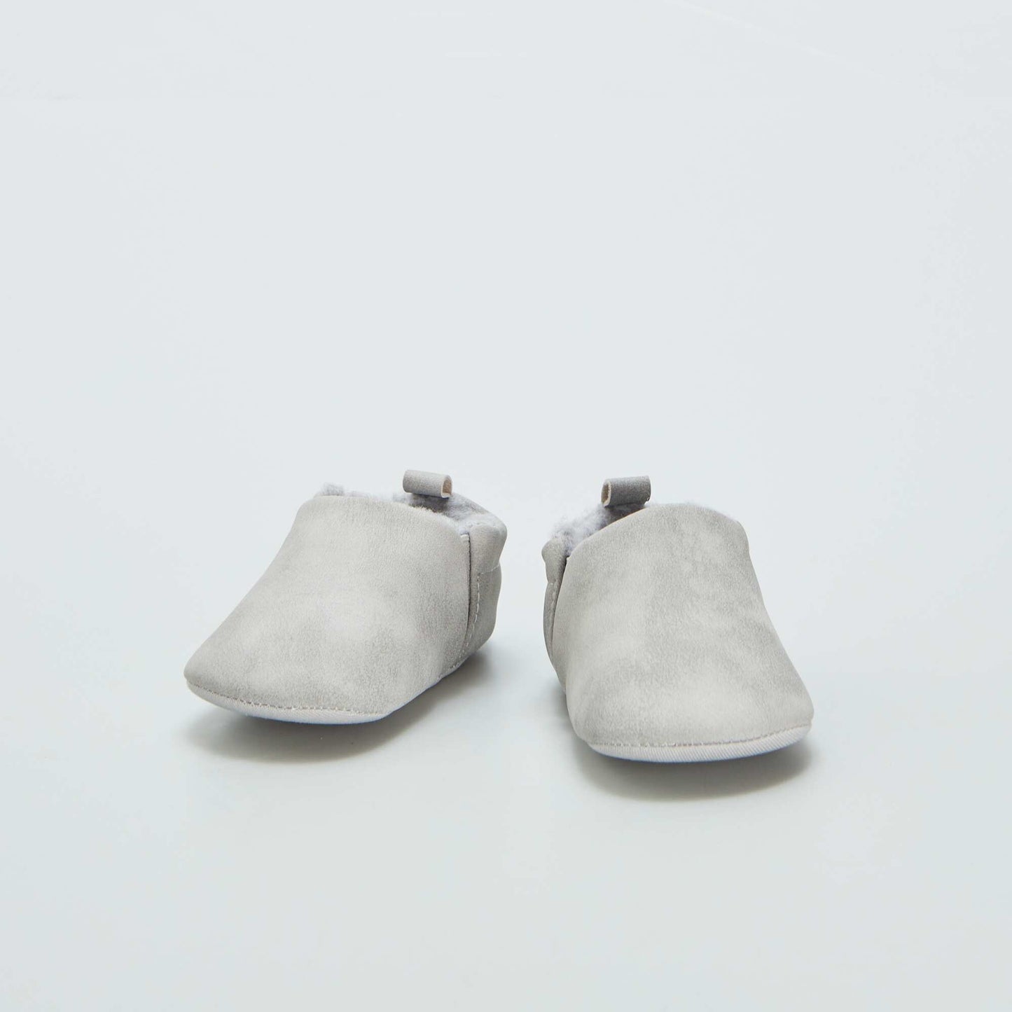 Fur-lined faux suede slippers BEIGE