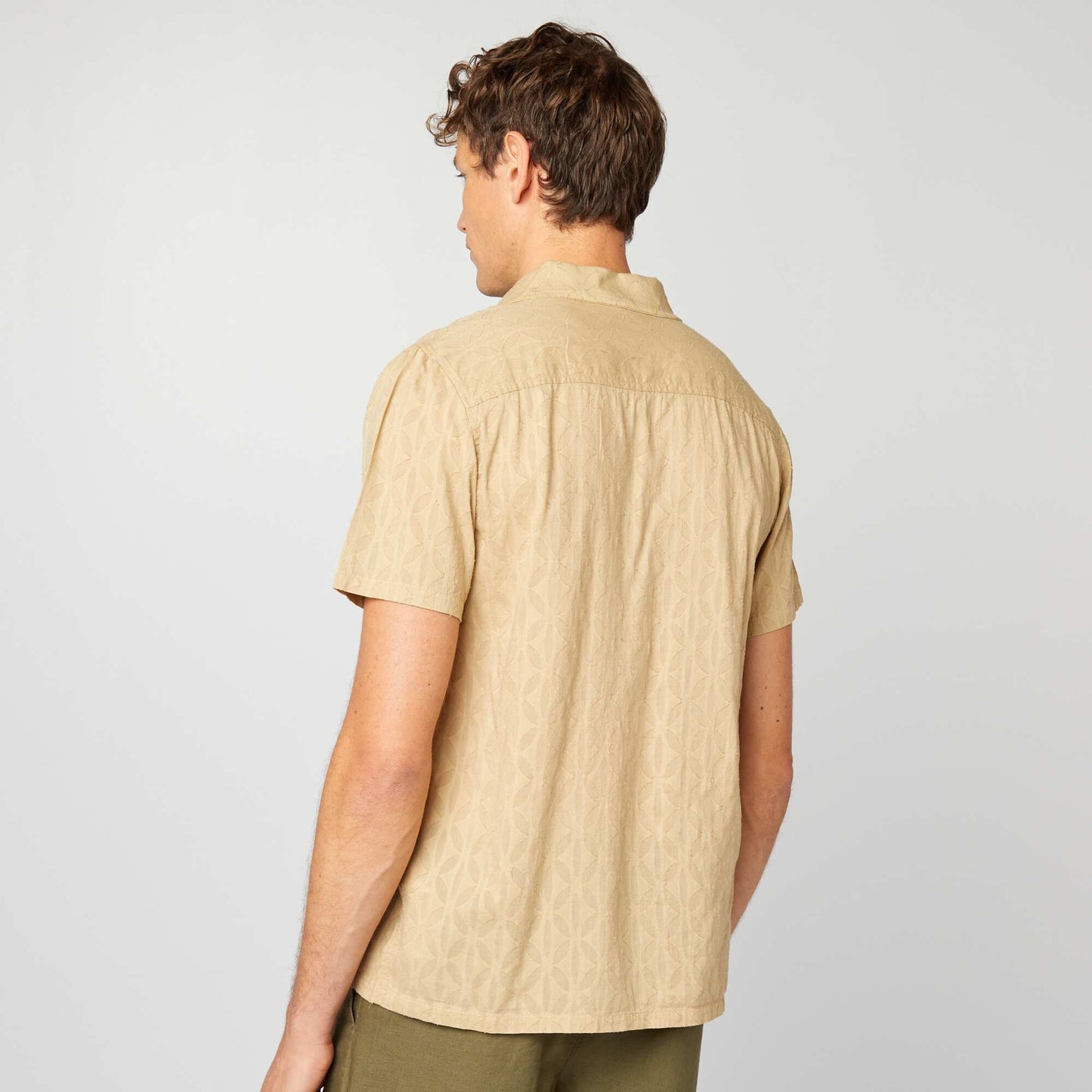 Short-sleeved shirt with jacquard pattern BEIGE