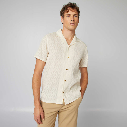 Short-sleeved shirt with jacquard pattern WHITE