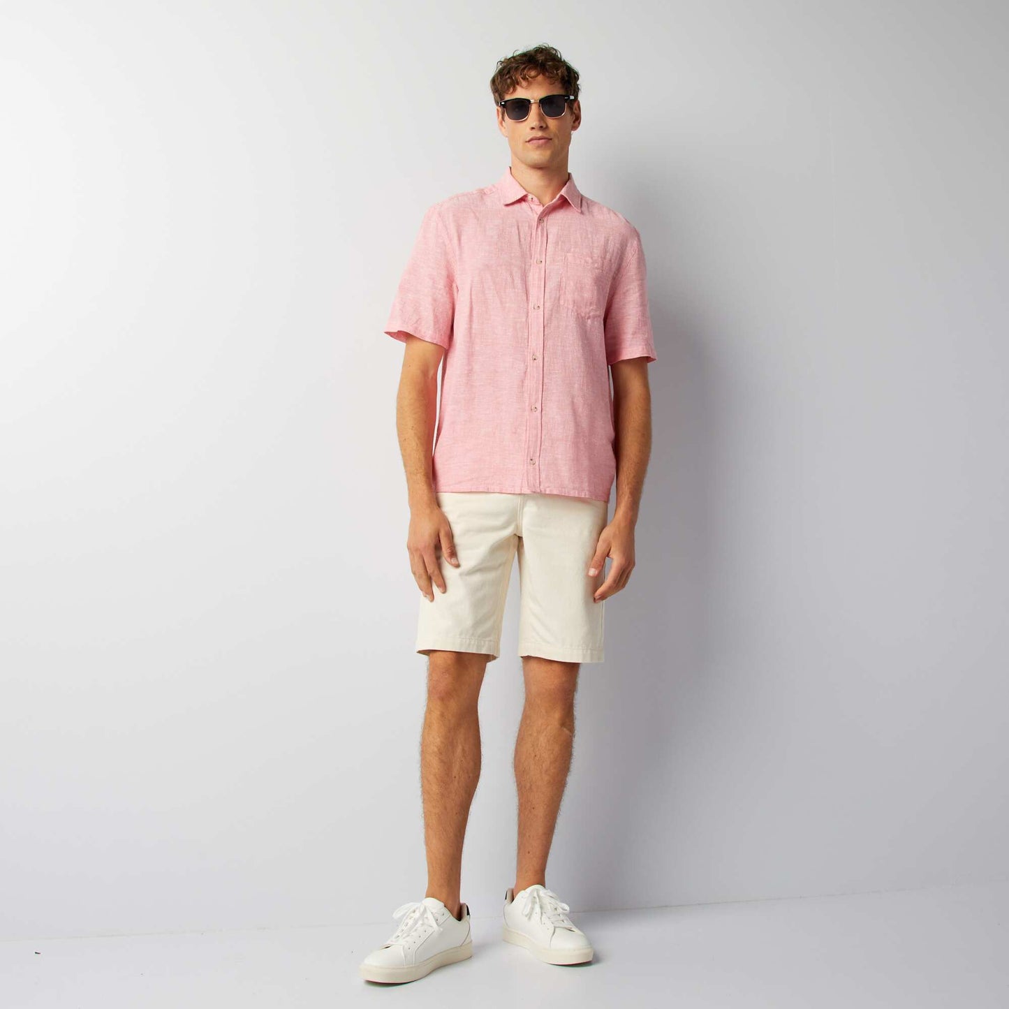 Linen-blend shirt pink