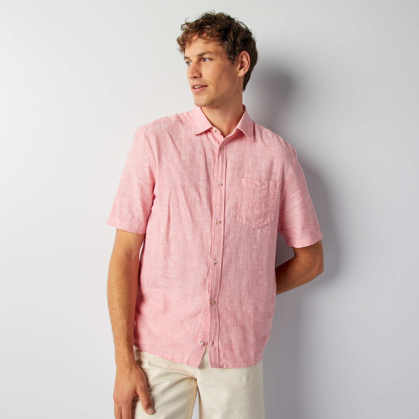 Linen-blend shirt pink