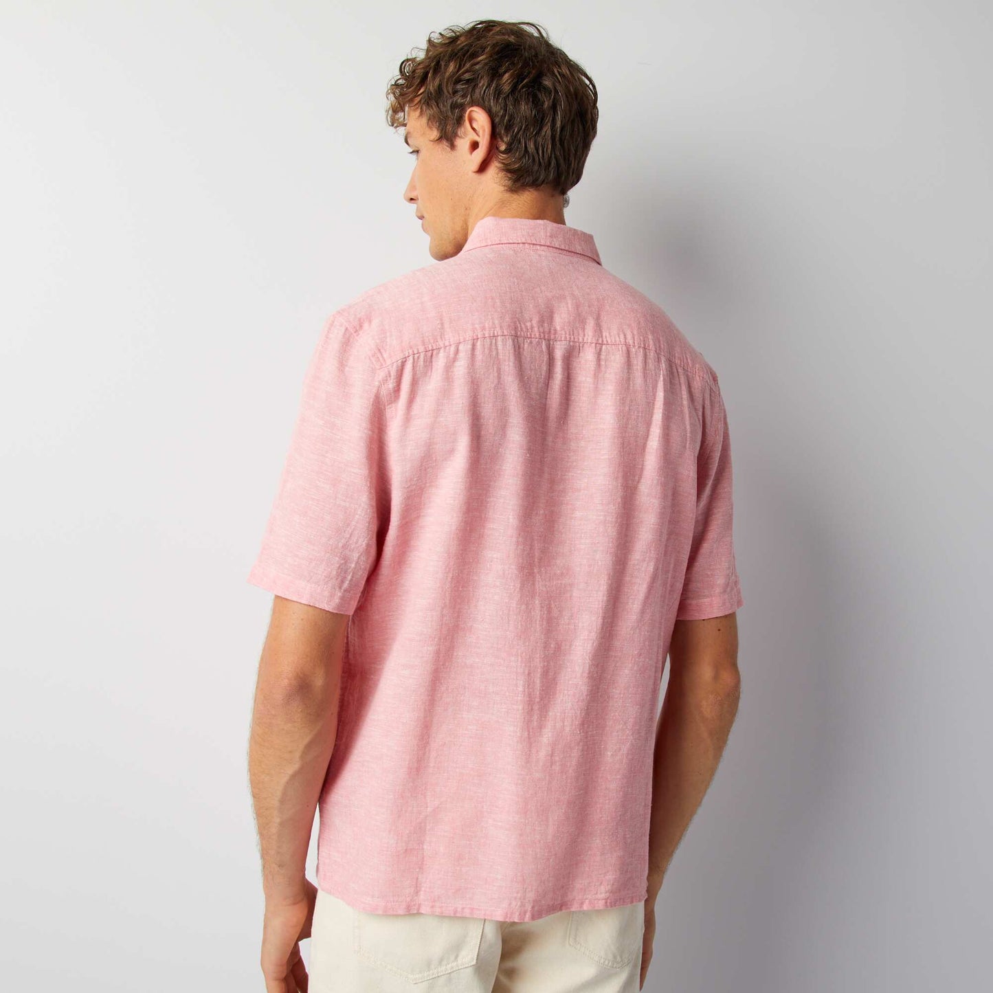 Linen-blend shirt pink