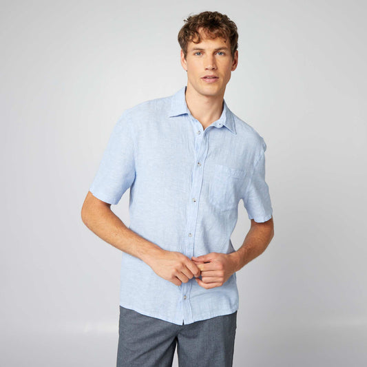 Linen-blend shirt BLUE