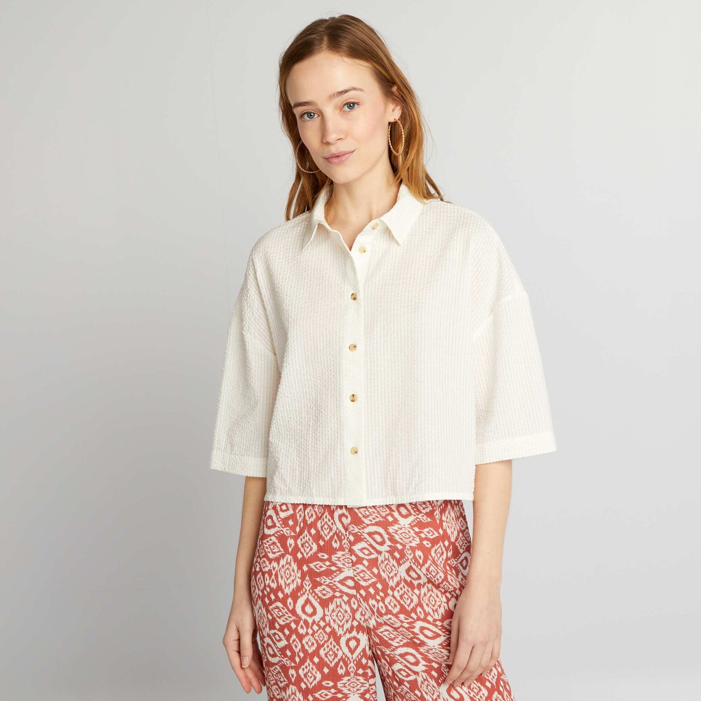 Short shirt with drop shoulders WHITE