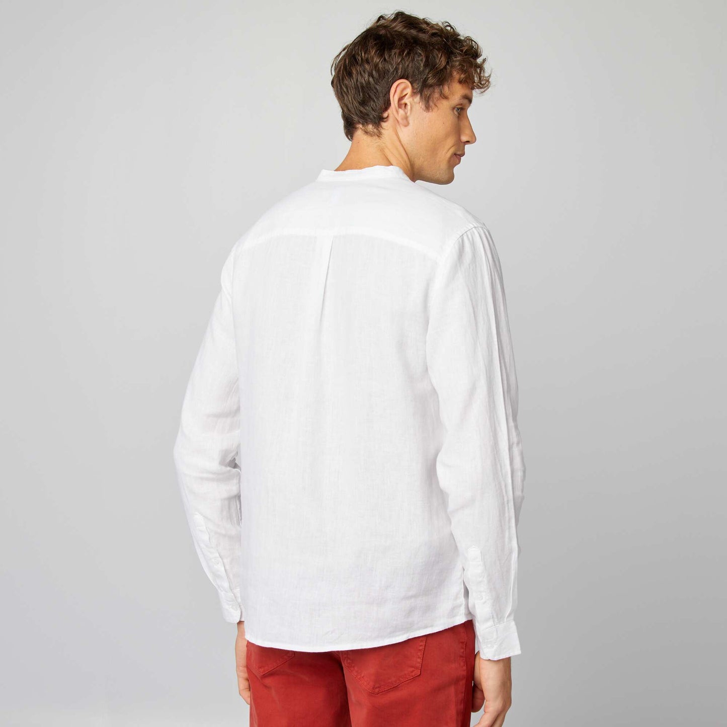 Plain mandarin collar shirt white