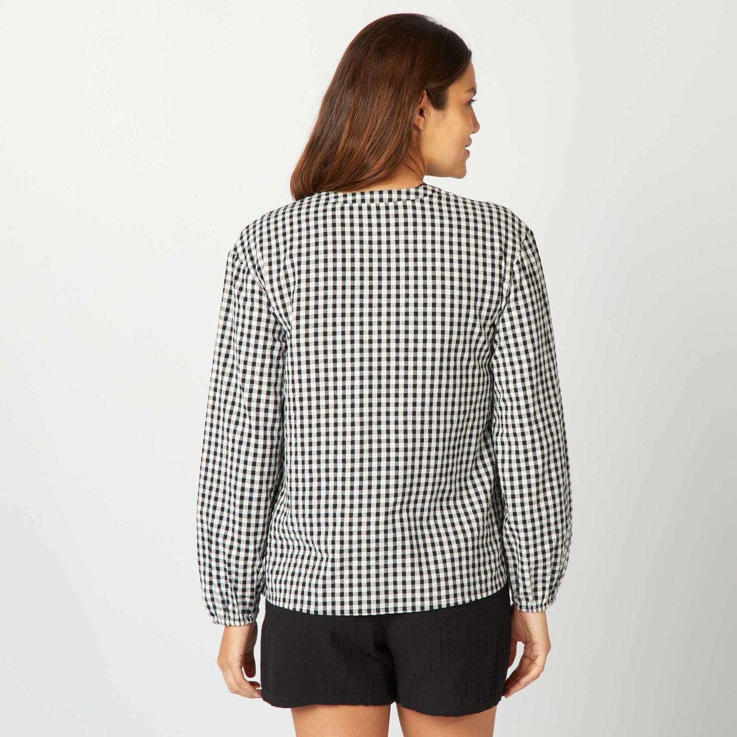 Gingham nursing blouse BLACK