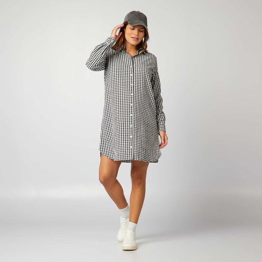 Gingham maternity shirt dress BLACK