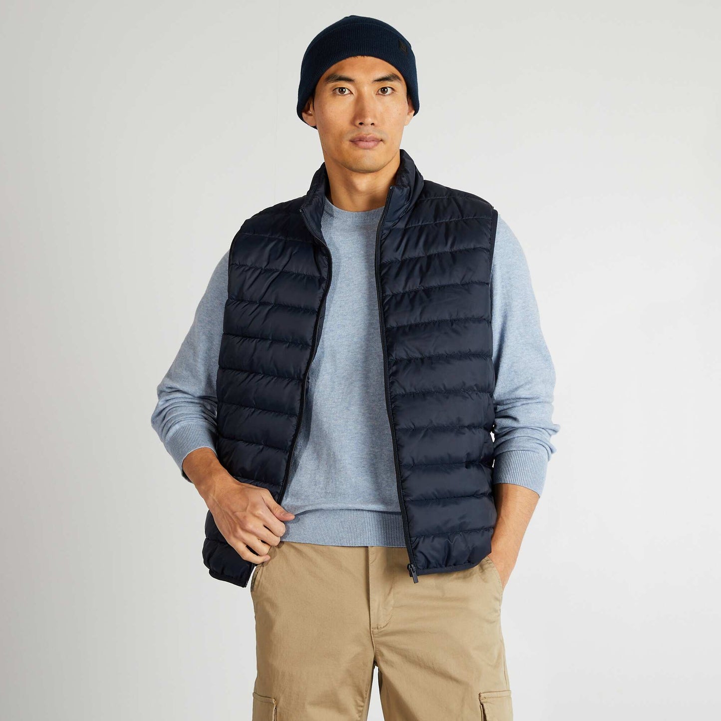 High-neck padded bodywarmer BLUE