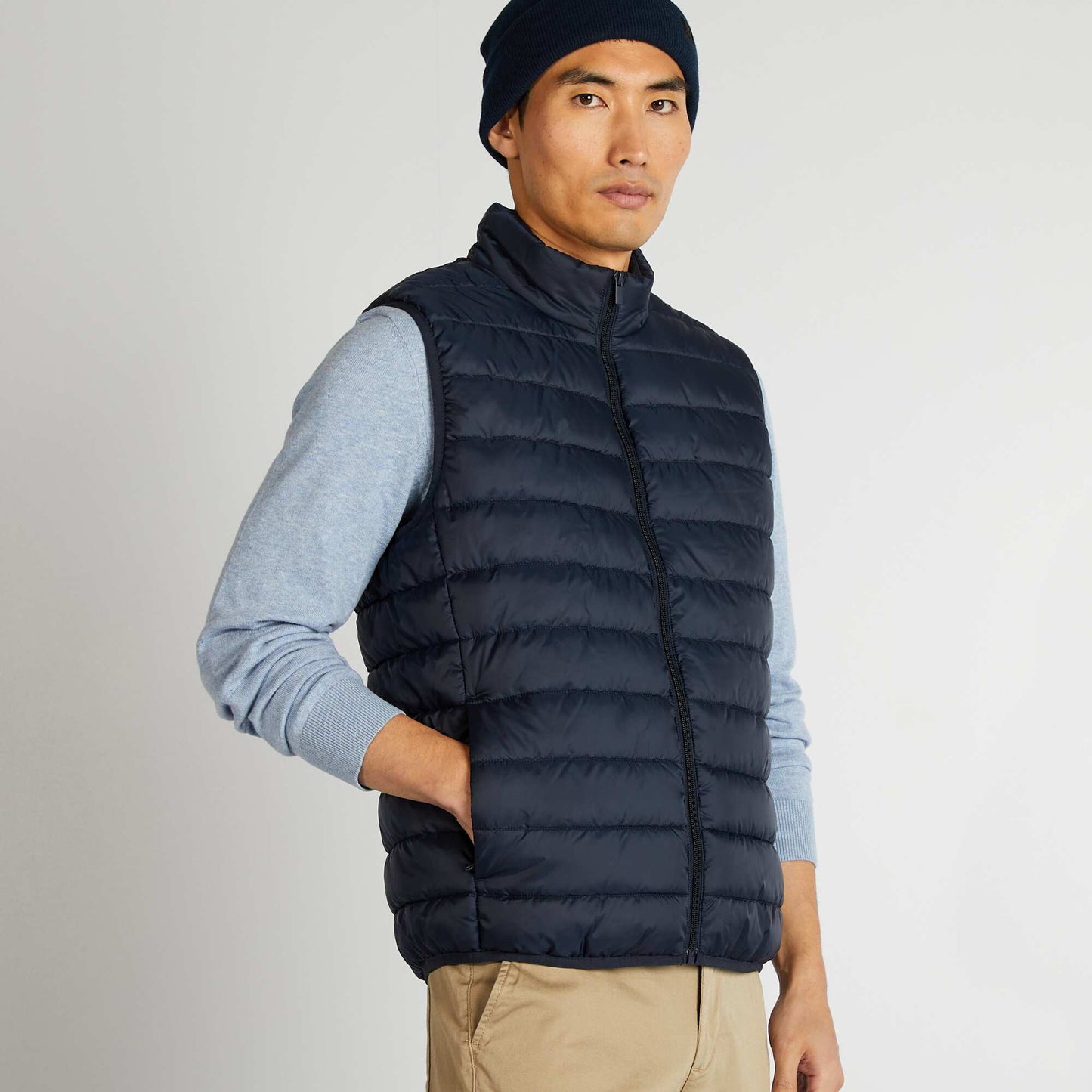 High-neck padded bodywarmer BLUE