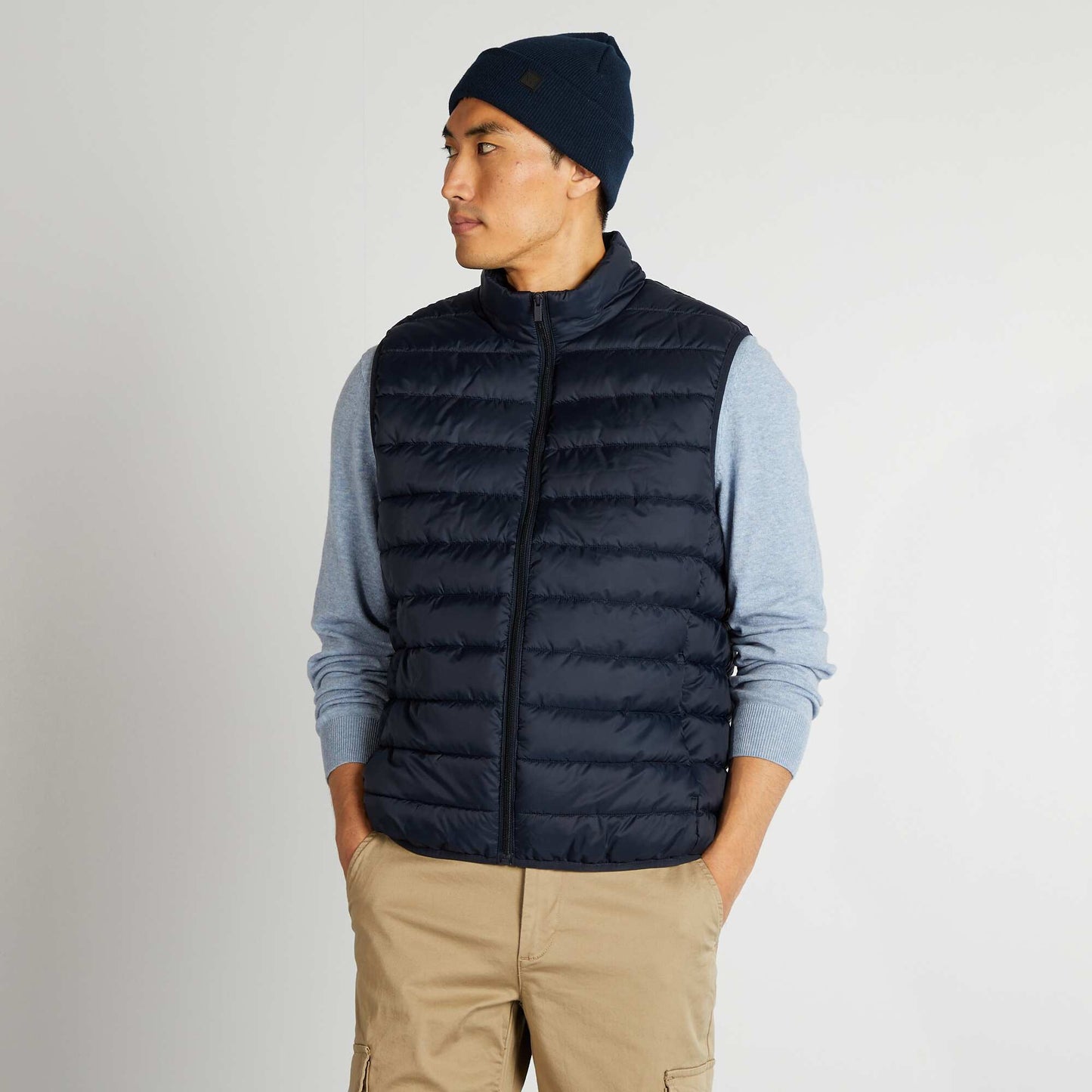 High-neck padded bodywarmer BLUE