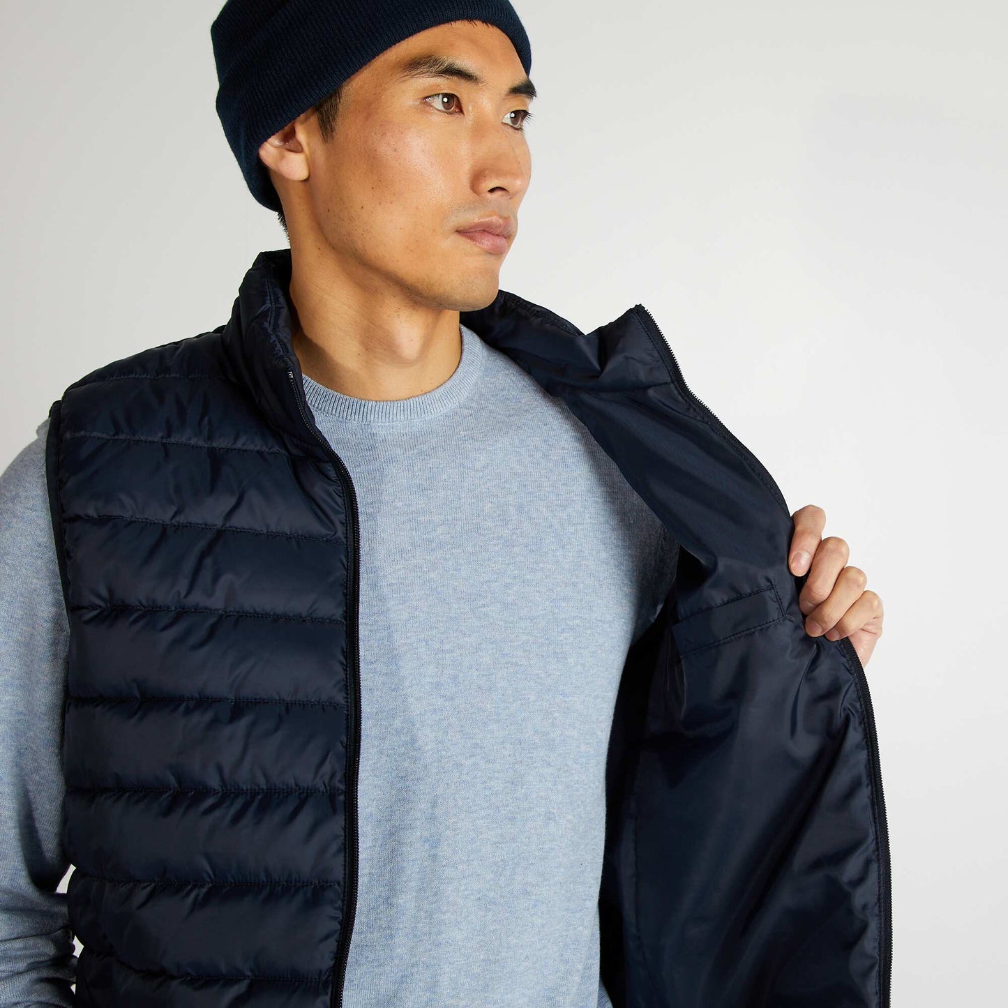 High-neck padded bodywarmer BLUE