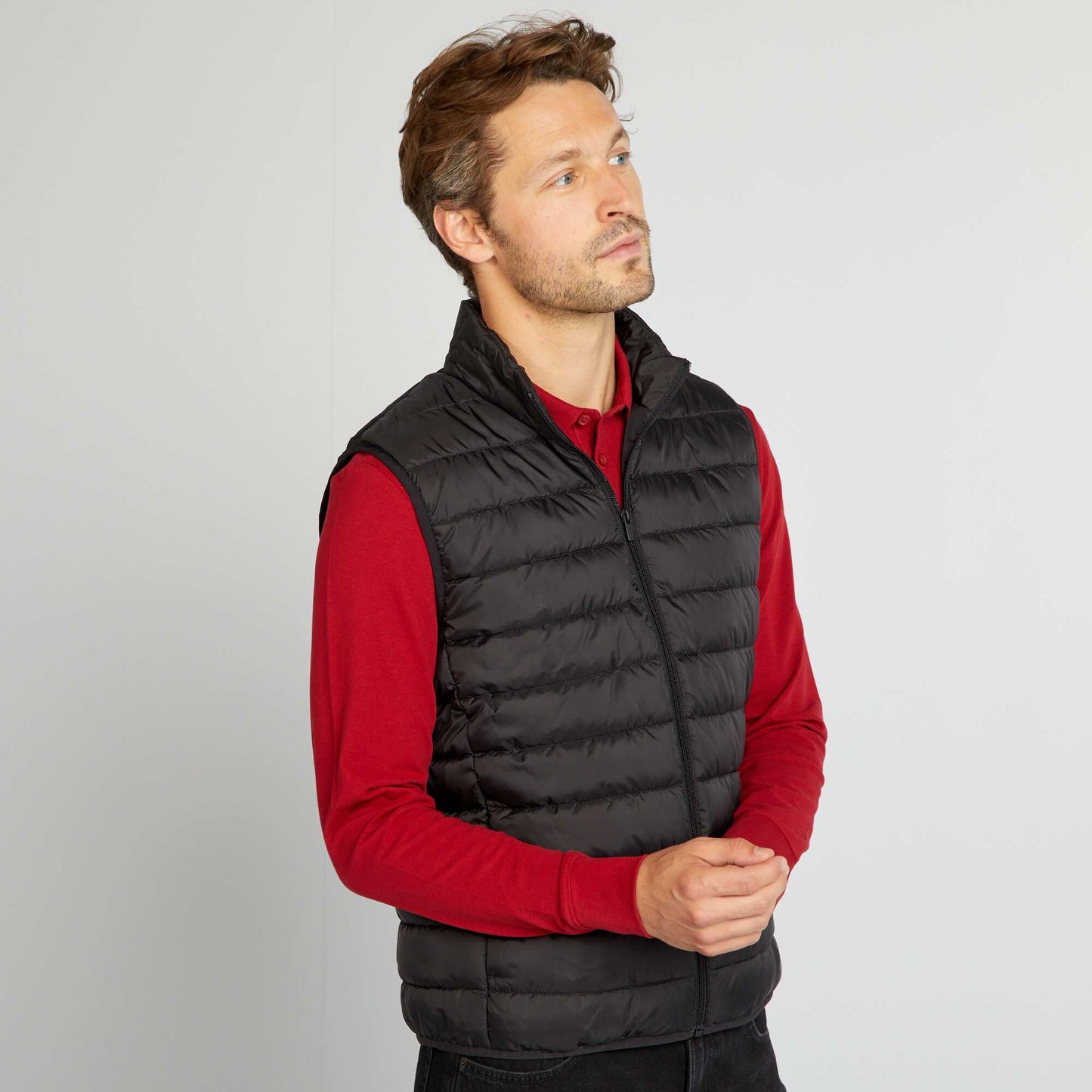 High-neck padded bodywarmer black