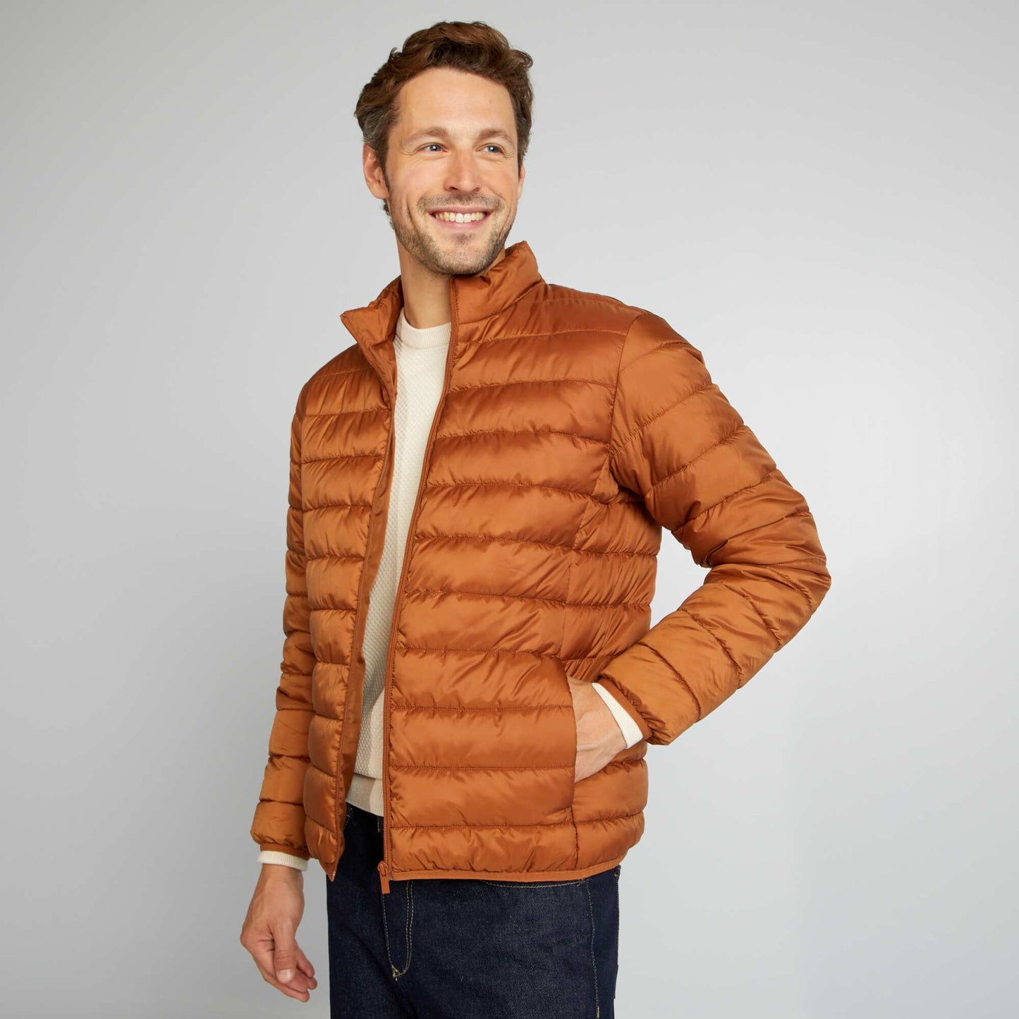 Lightweight quilted padded jacket BROWN