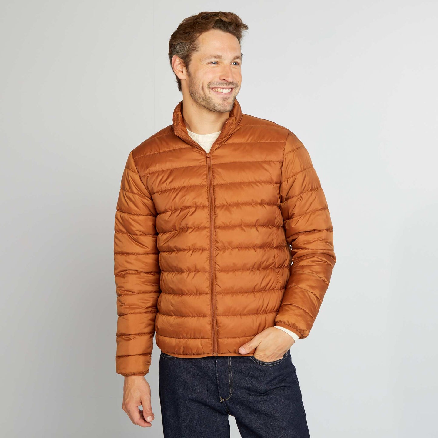 Lightweight quilted padded jacket BROWN