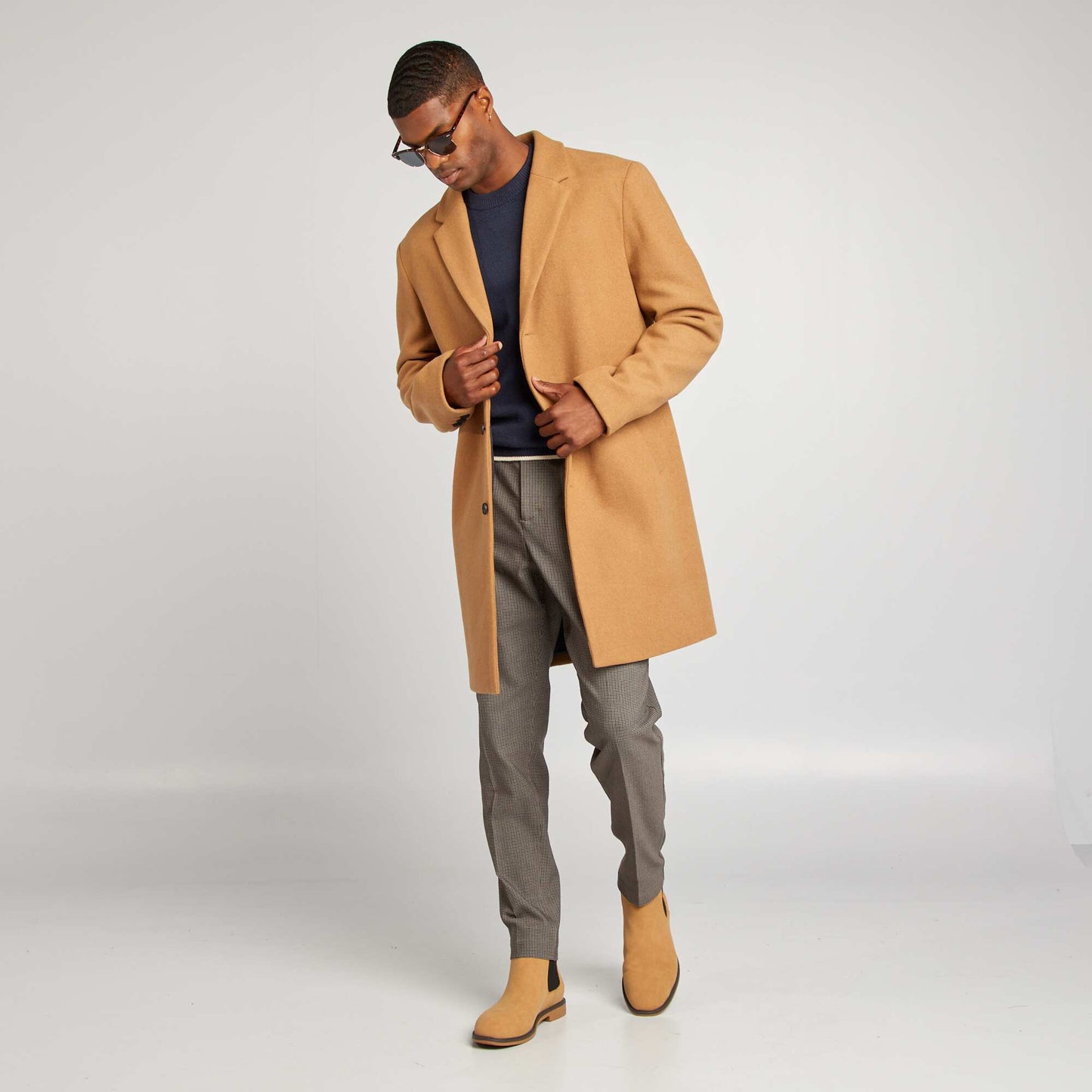 Long wool blend coat BROWN