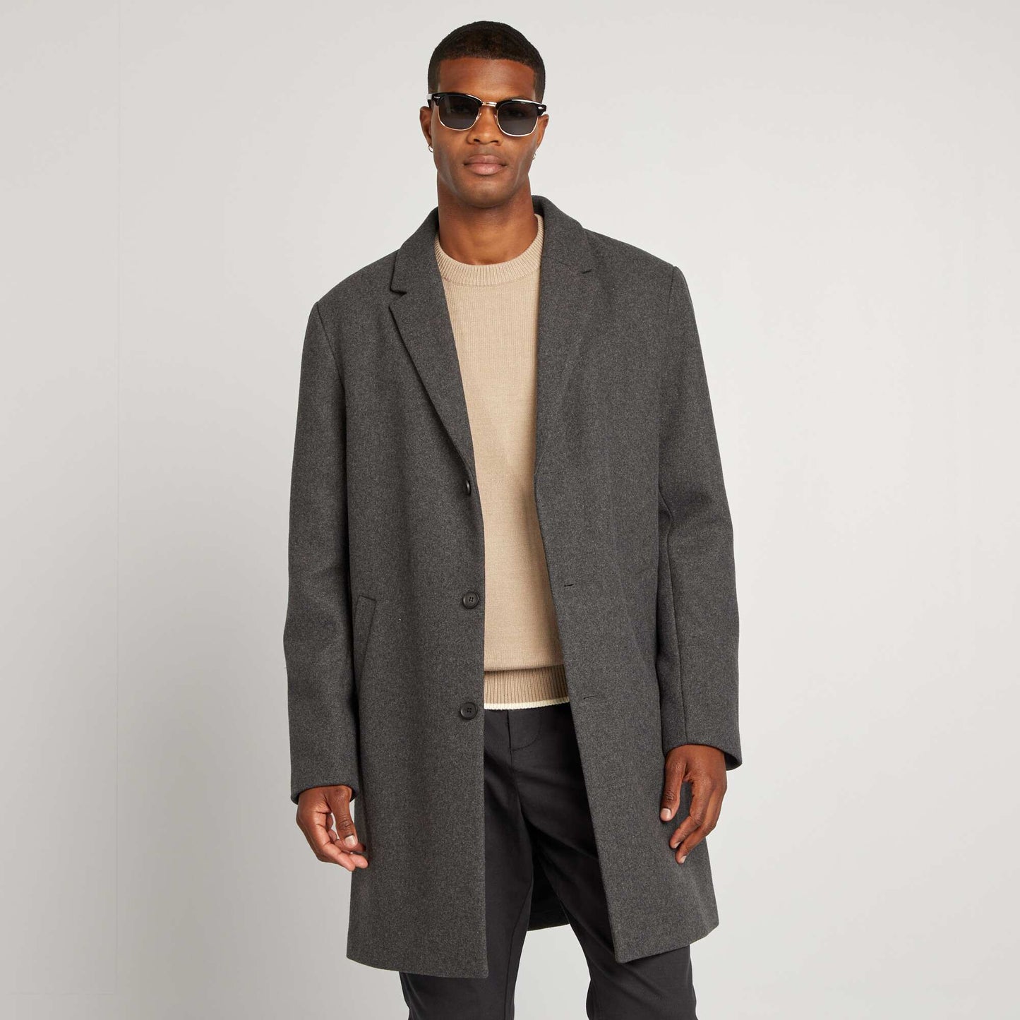 Long wool blend coat GREY