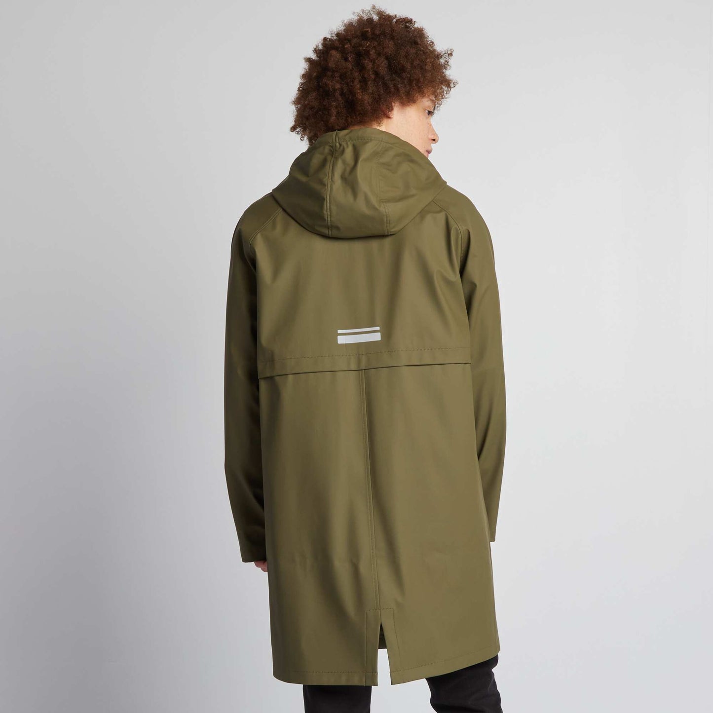 Longline showerproof parka with hood KHAKI