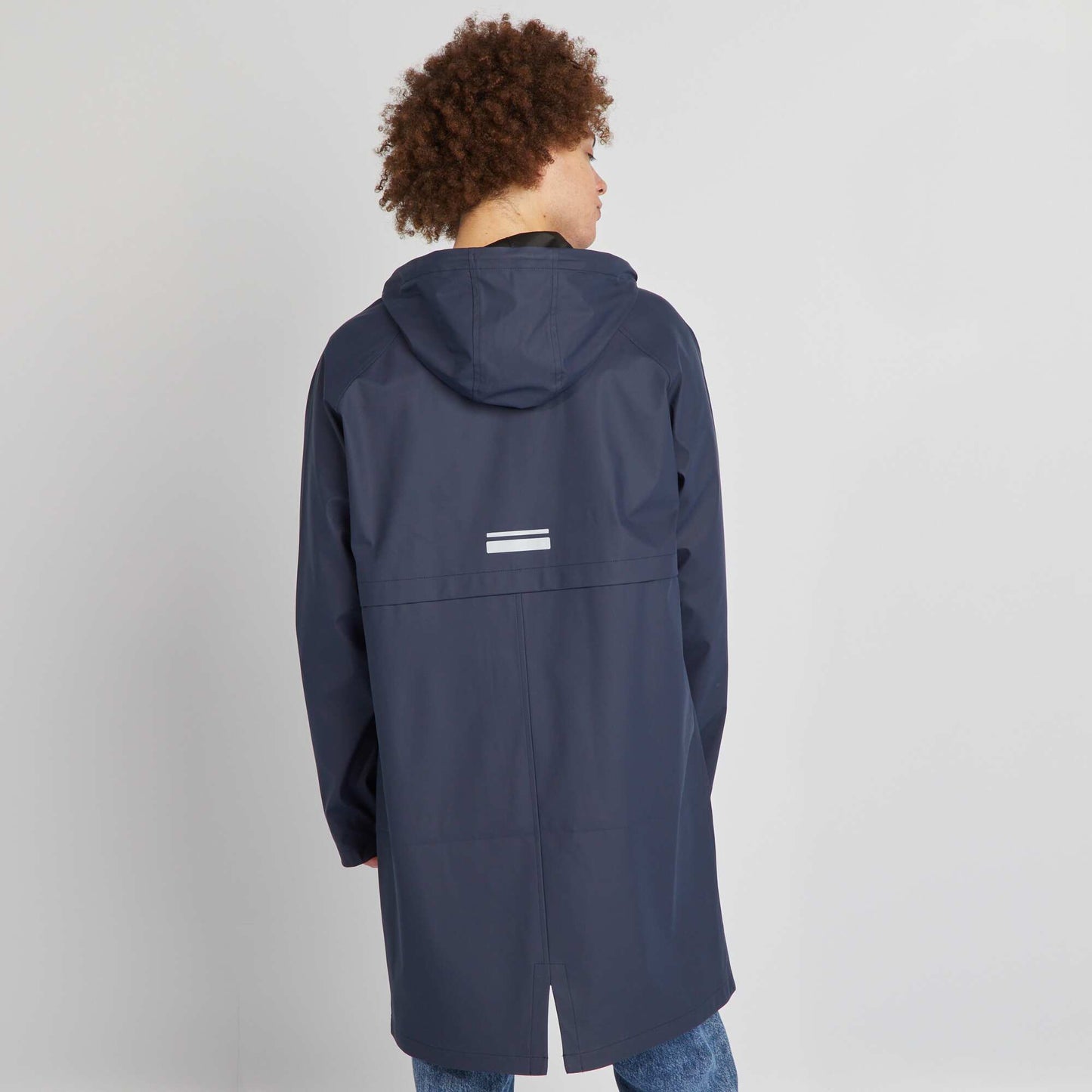 Longline showerproof parka with hood BLUE