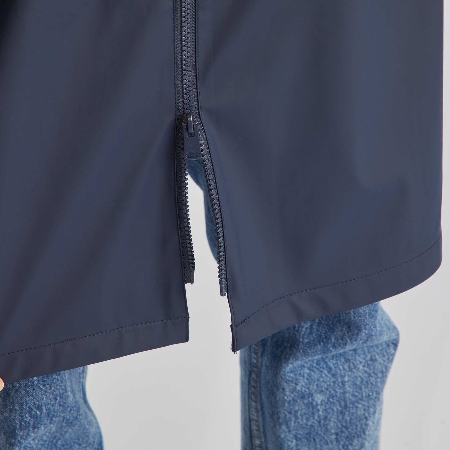 Longline showerproof parka with hood BLUE