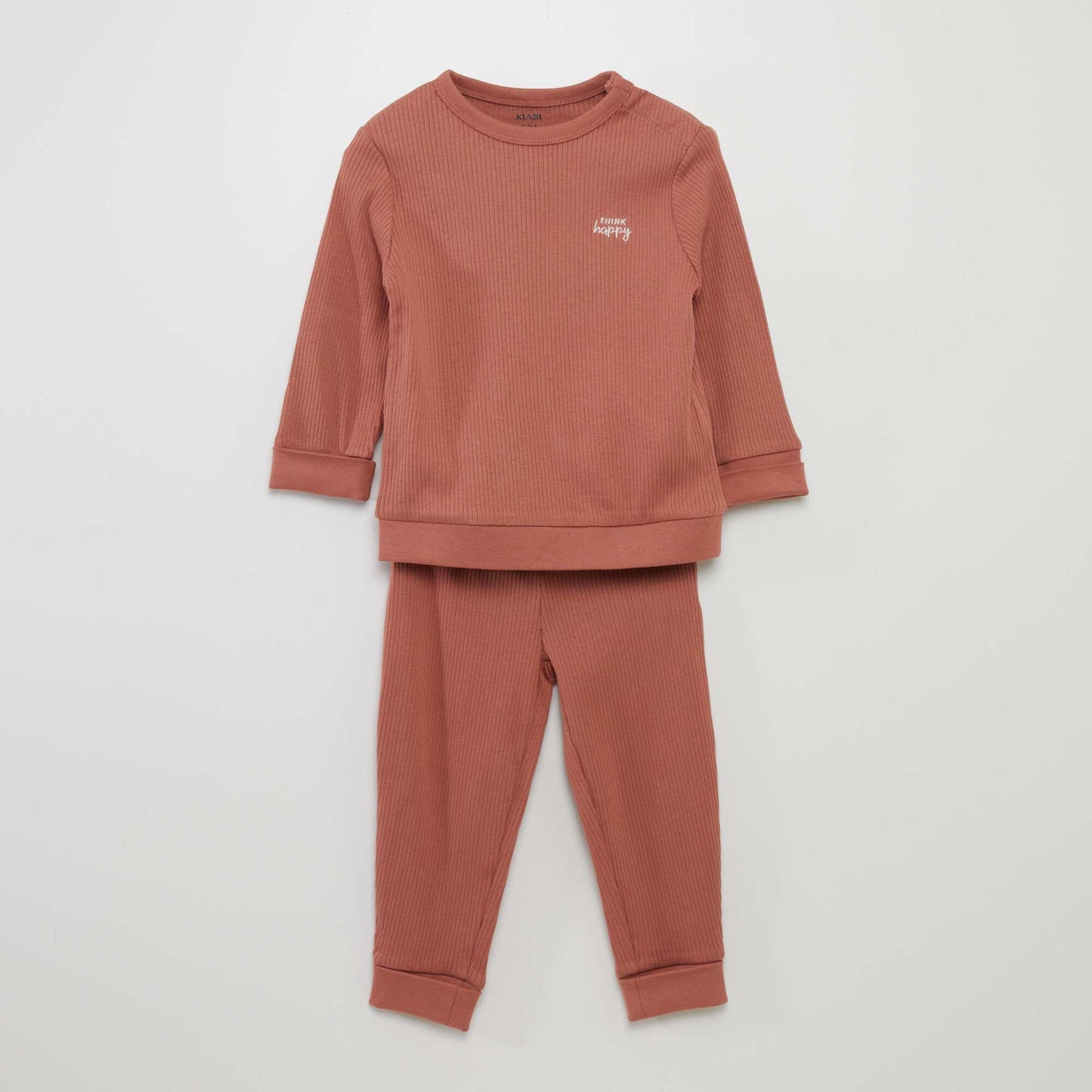 Adaptable ribbed pyjama set - 2-piece set BROWN