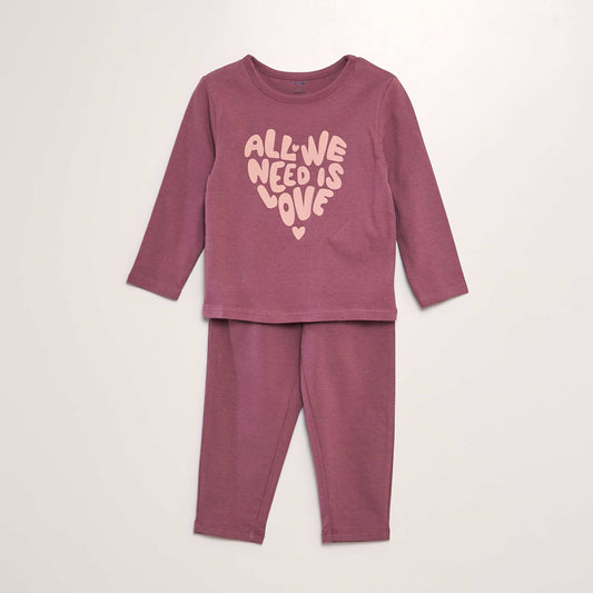 Two-piece printed long pyjamas RED