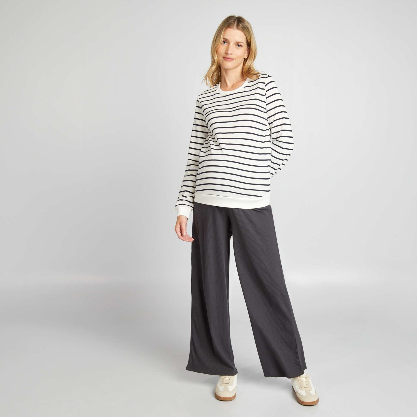 Ribbed wide-leg maternity trousers BLACK