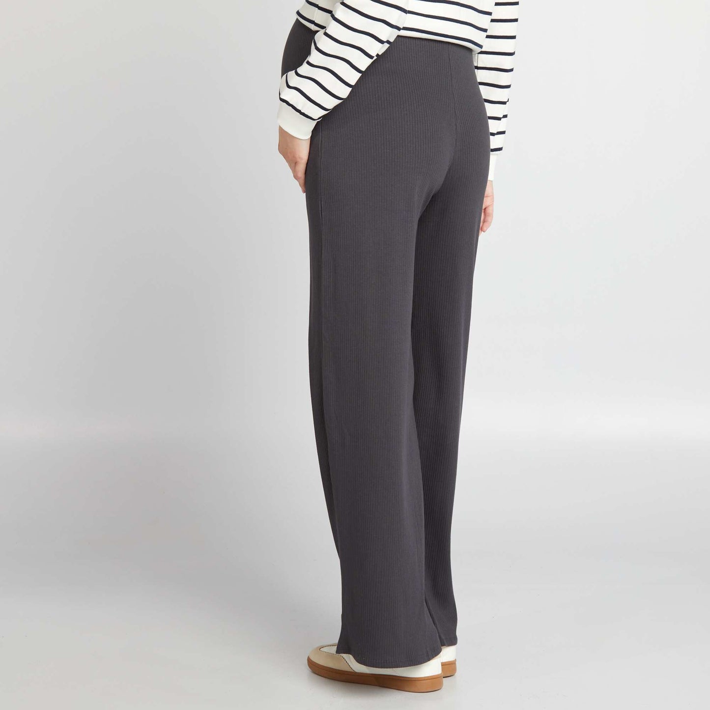 Ribbed wide-leg maternity trousers BLACK