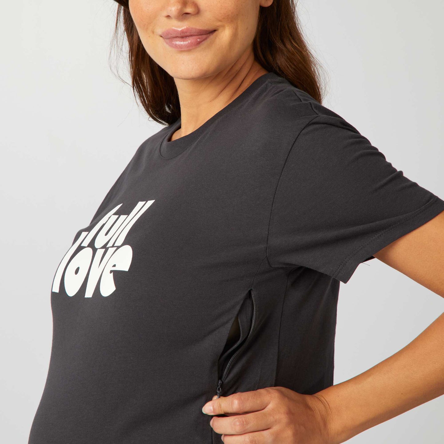 Printed nursing T-shirt BLACK