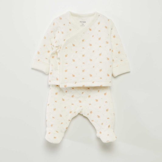 Two-piece quilted pyjama set WHITE