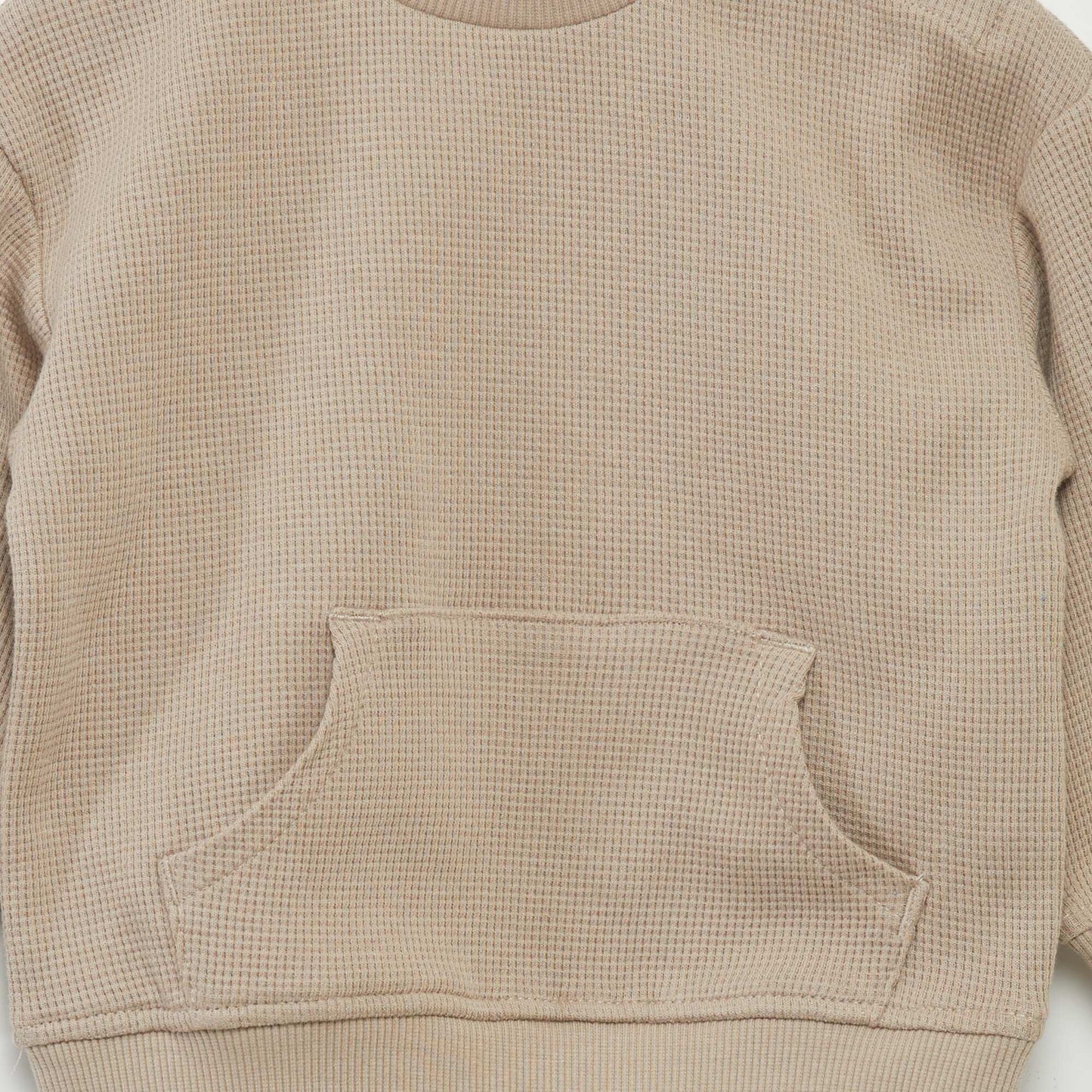 Waffle-knit fabric sweatshirt + trousers set - 2-piece set beige