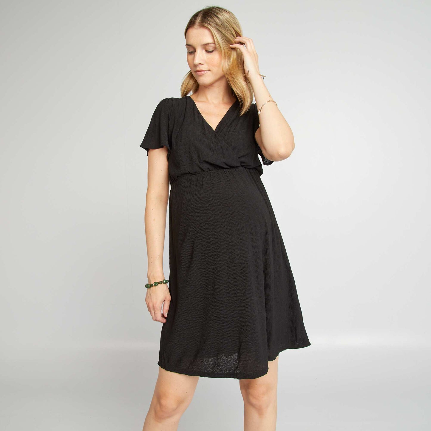 Wrapover maternity dress black