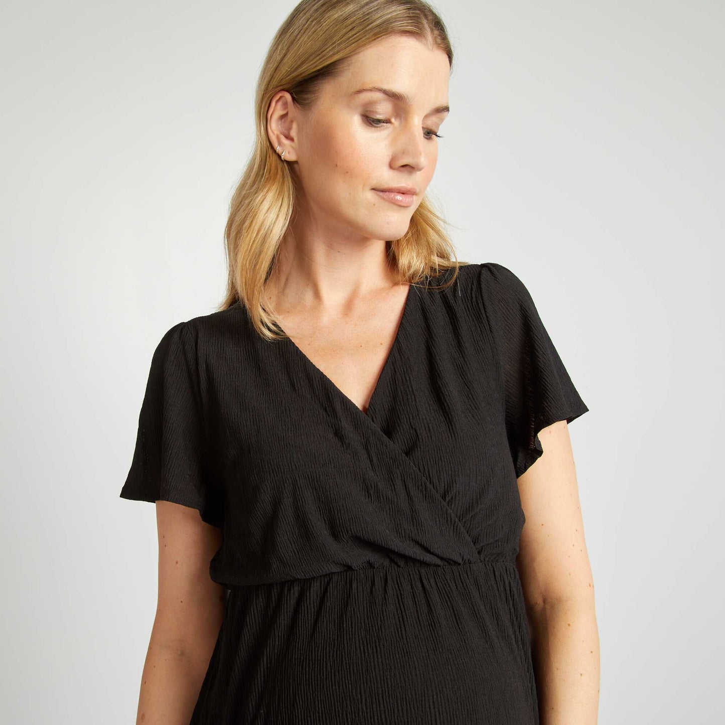 Wrapover maternity dress black