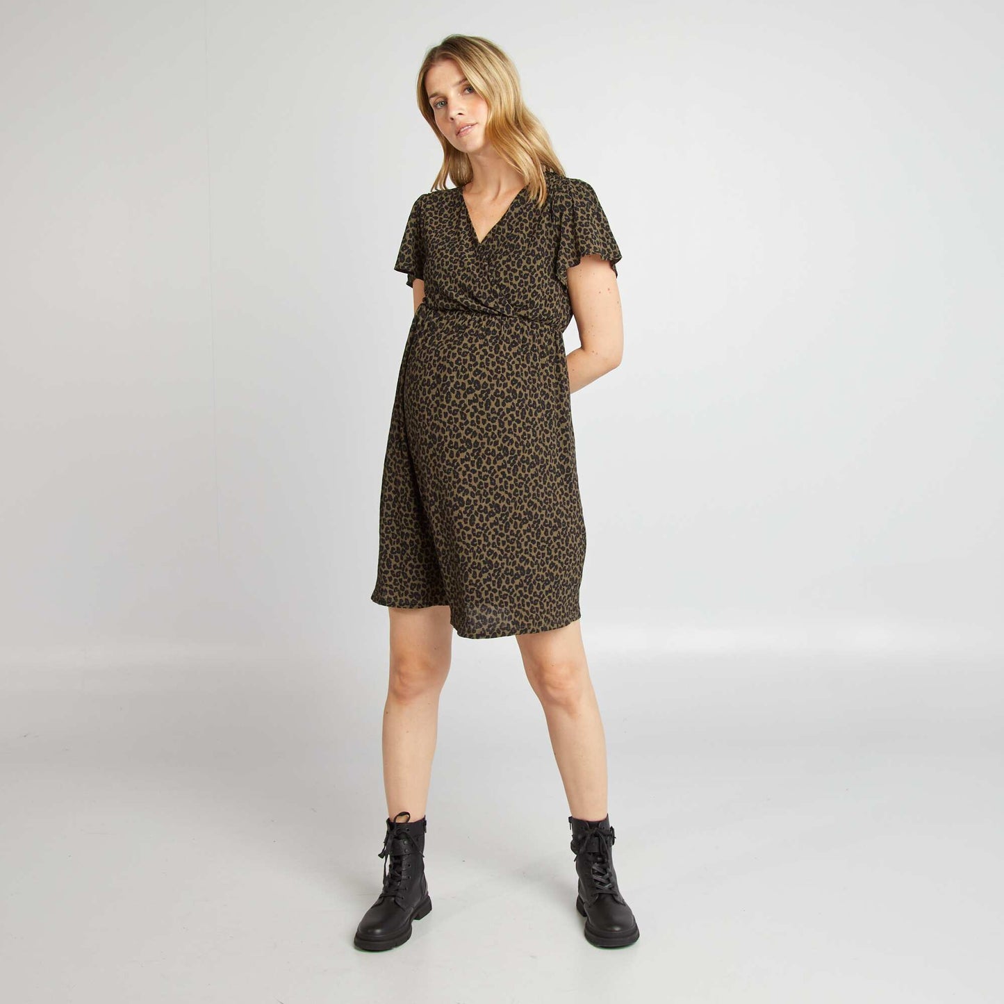 Wrapover maternity dress KHAKI