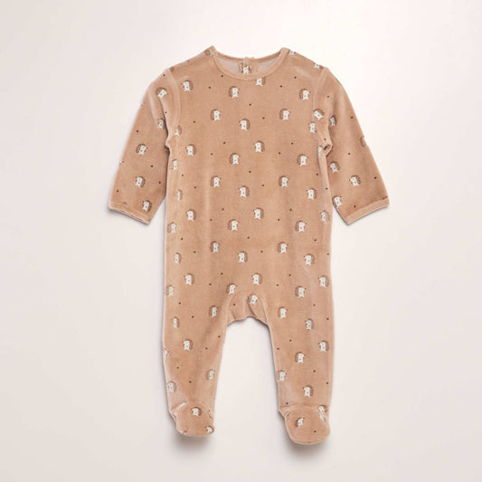 Velour sleepsuit BEIGE