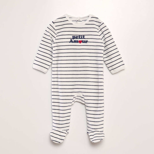 Velour sleepsuit WHITE